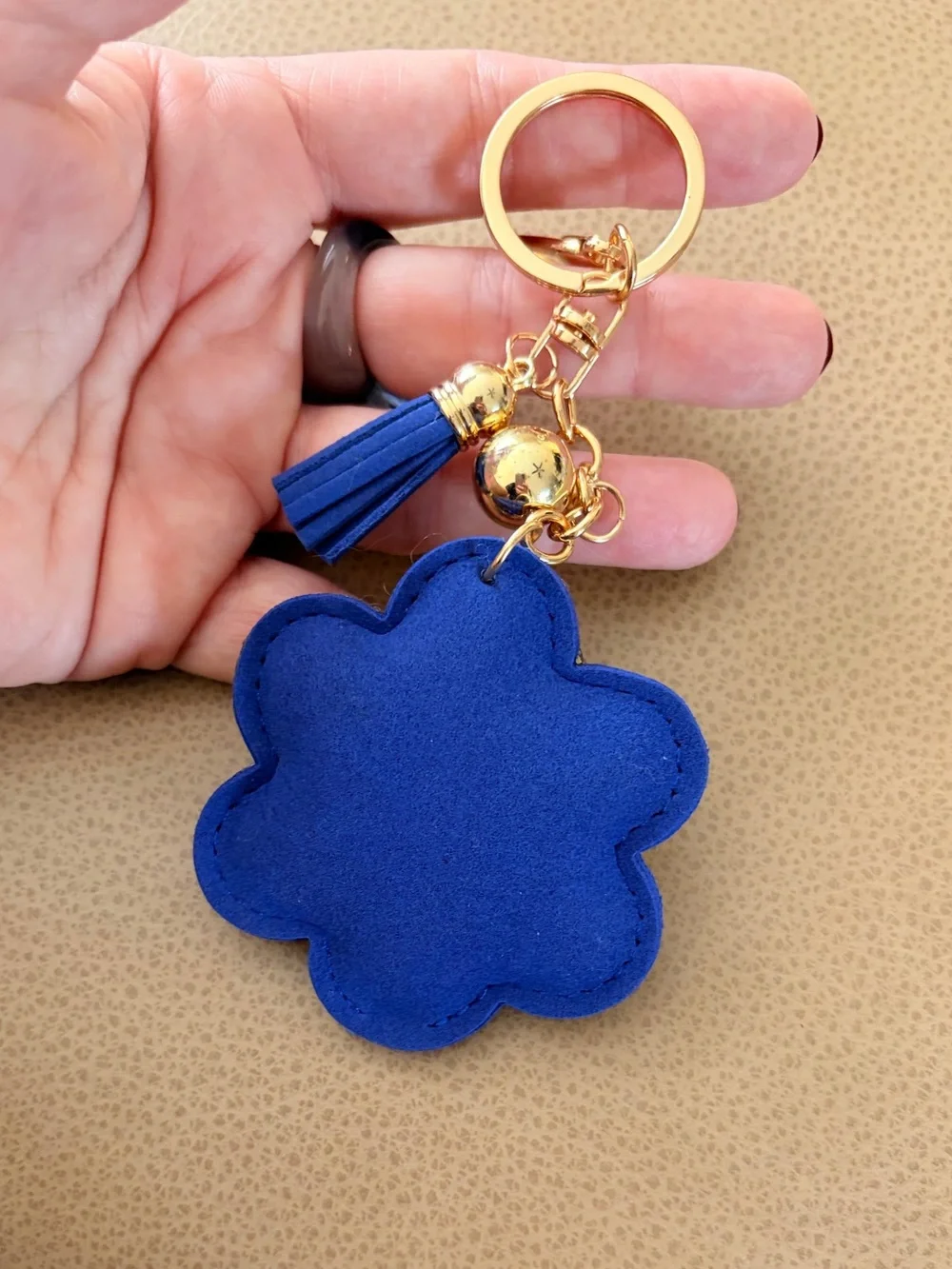 Bling Purple and Gold Crystal Flower Keychain